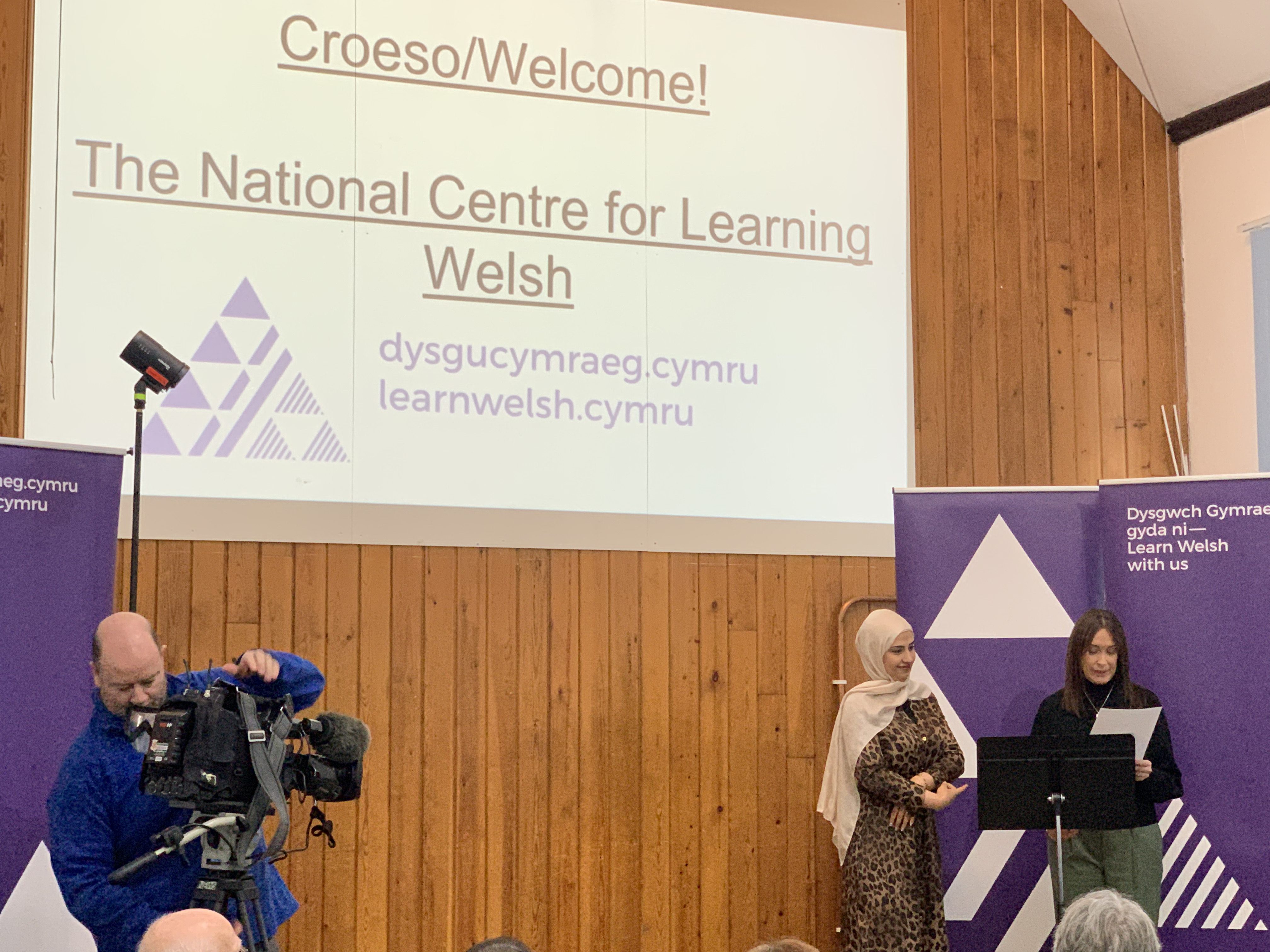 People presenting at the National Centre for Learning Welsh