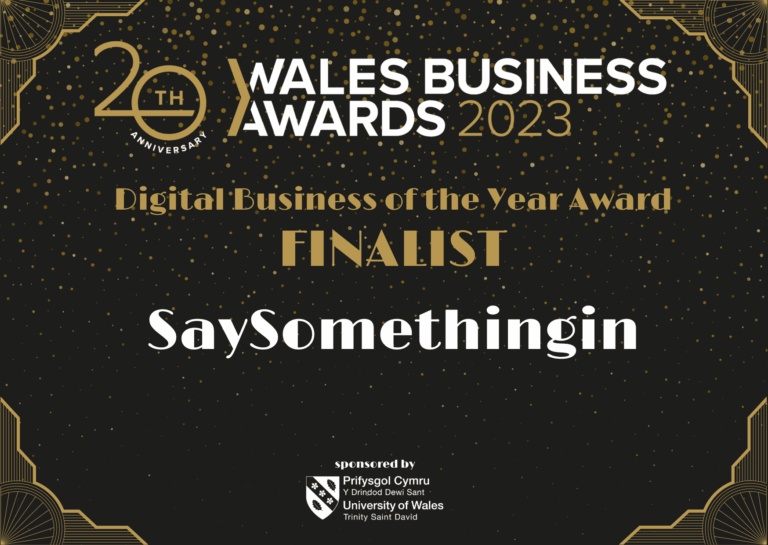 Digital Business of the year Award Finalist certificate for the Wales Business Awards 2023.